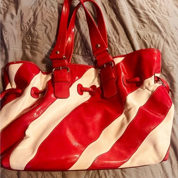 Dooney & Bourke Red and Cream Tote Bag - Picture 2 of 4
